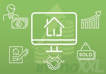 Infografik mit diversen Symbolen fr IMmobilientransaktionen