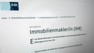 Screenshot der IHK-Website - Weiterbildung zum Immobilienmakler